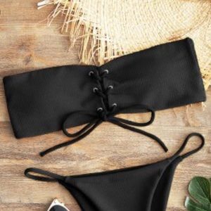 black bandeau bikini top